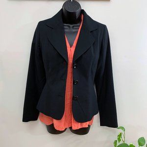 Merona | Black Mono Stripe 3 Button Blazer | Size 2